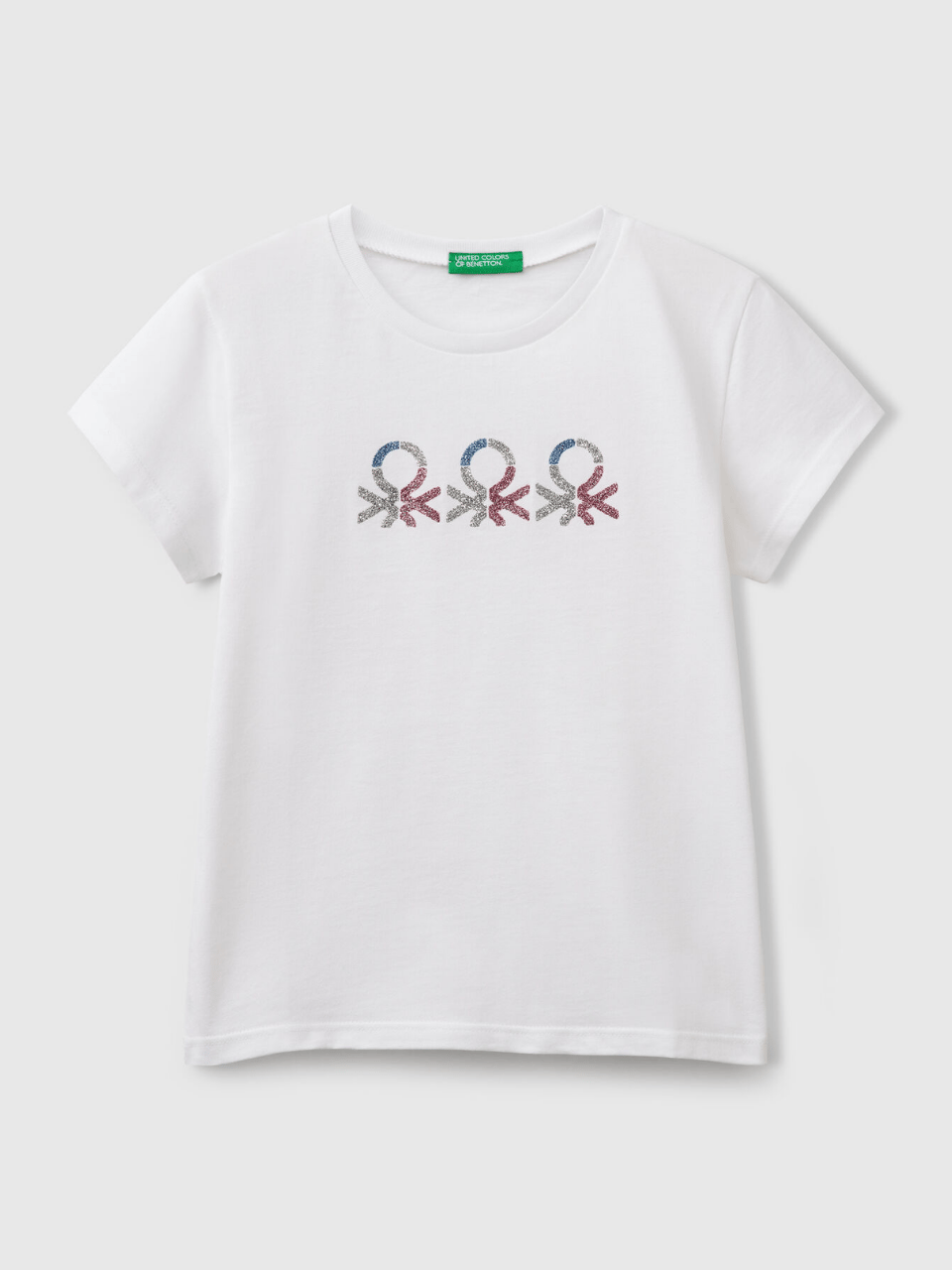 Benetton Kız Çocuk Baskılı Tshirt 6-14 Yaş Beyaz