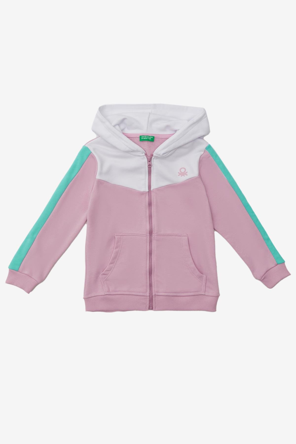 Benetton Kız Çocuk Fermuarlı Sweatshirt 4-14 Yaş PEMBE