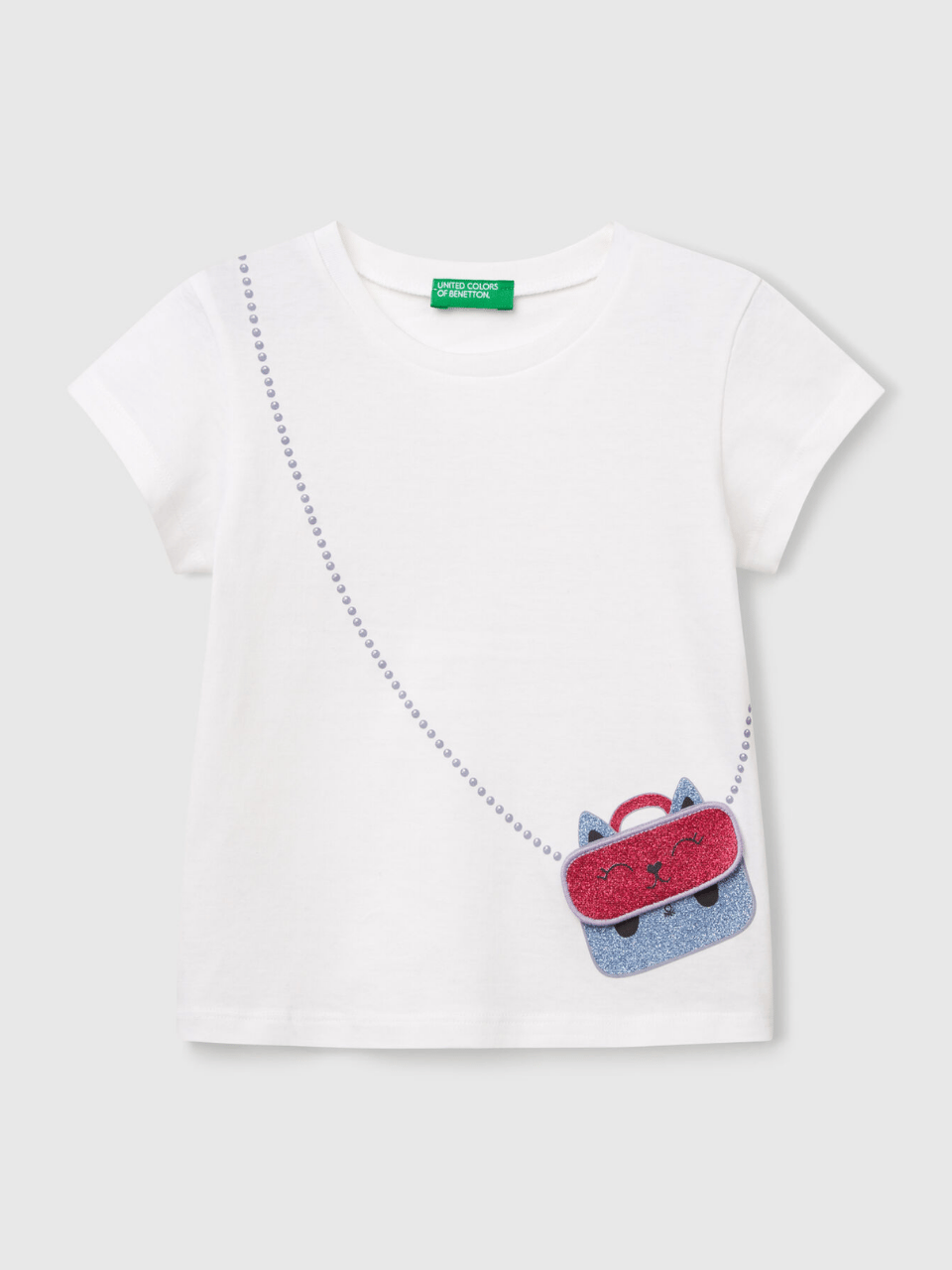 Benetton Kız Çocuk Figürlü Tshirt 1-6 Yaş Beyaz