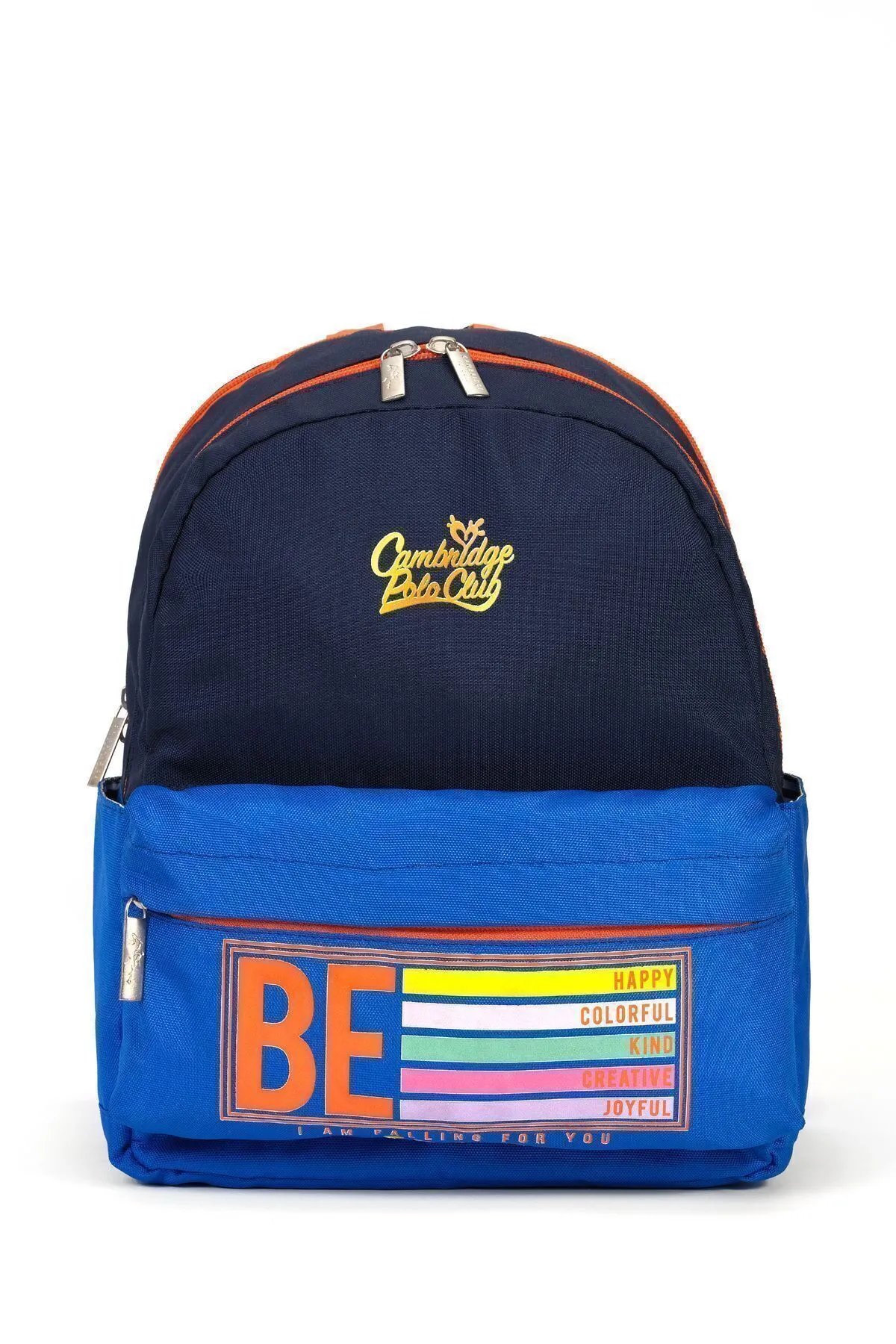 Cambridge Polo Club Be Happy Ön Cepli Unisex Çocuk Anaokulu Çantası Lacivert
