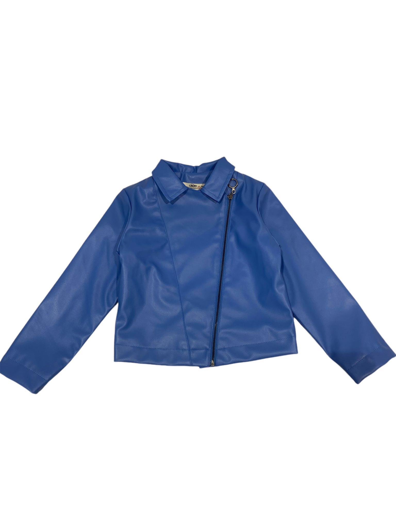 Cikoby Kız Çocuk Deri Ceket 3-8 Yaş MAVİ
