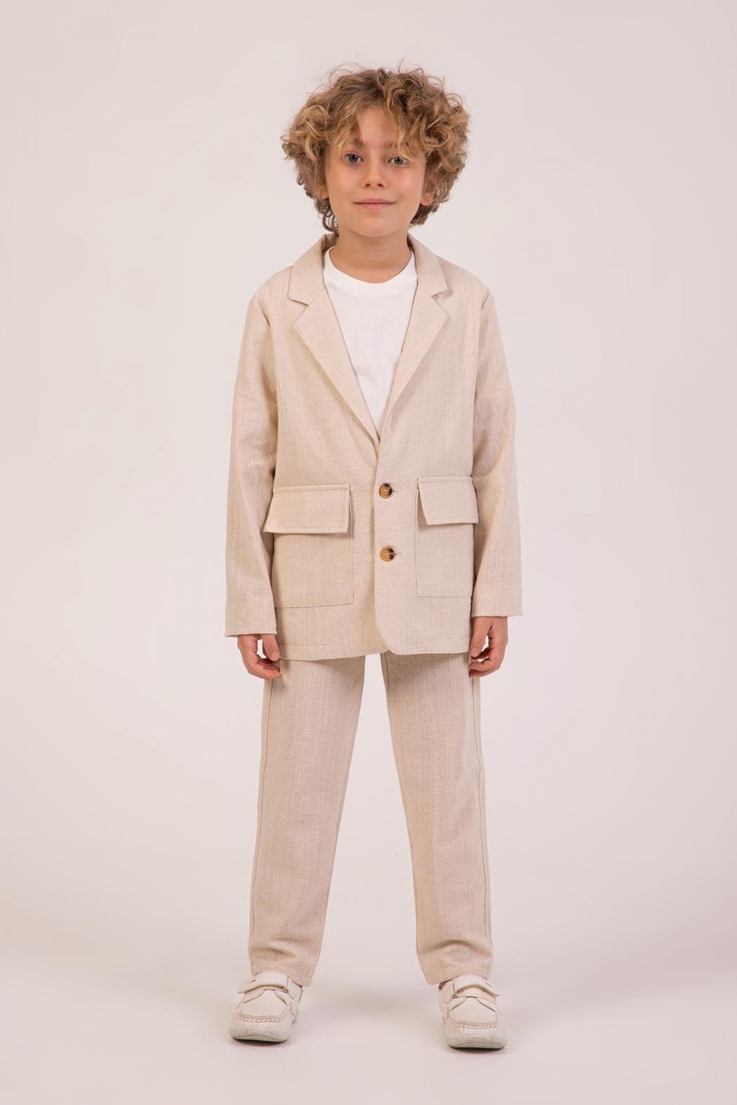 Dmb Erkek Çocuk 3'lü Takım 7-11 Yaş Bej