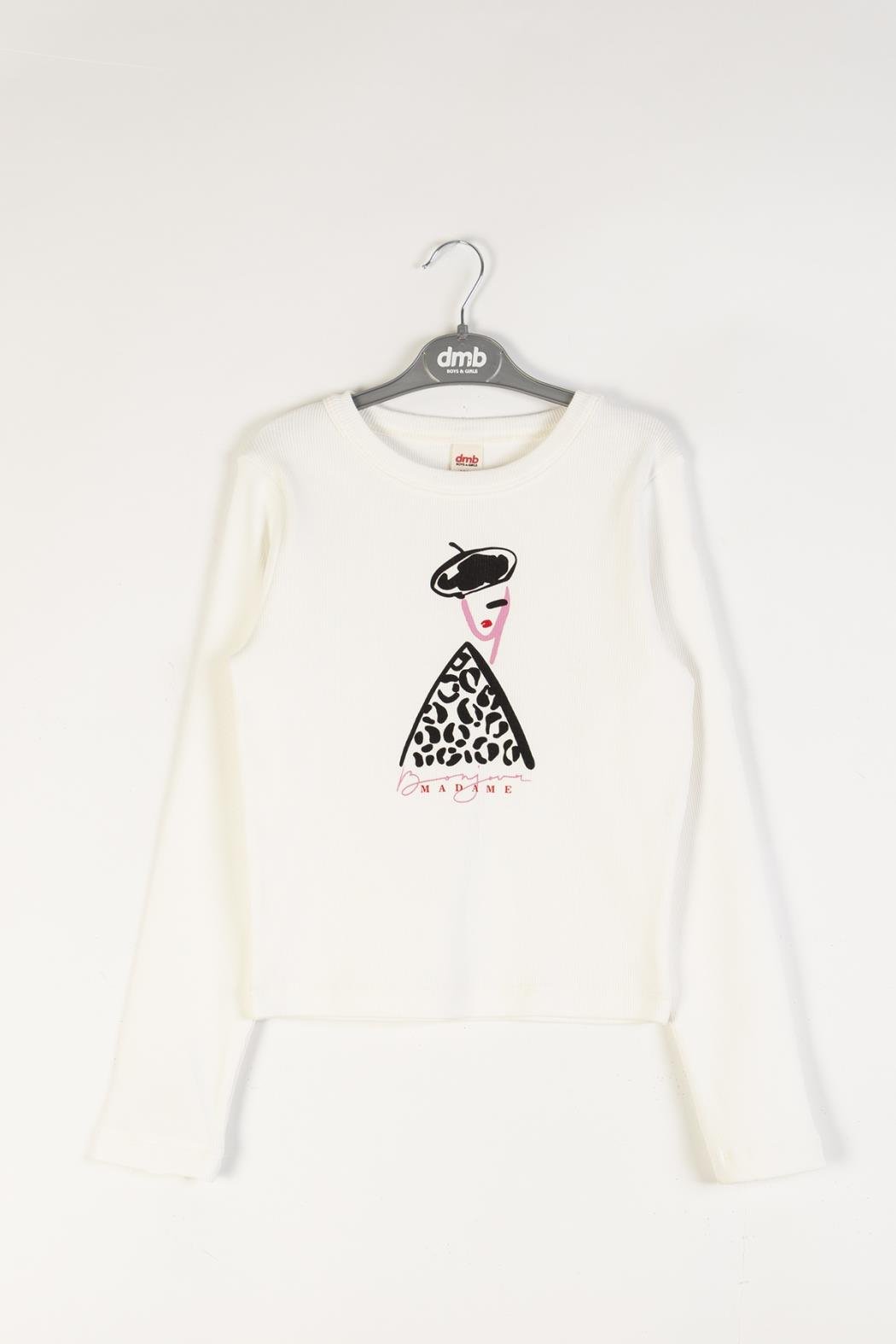 Dmb Kız Çocuk Baskılı Crop 9-14 Yaş Ekru