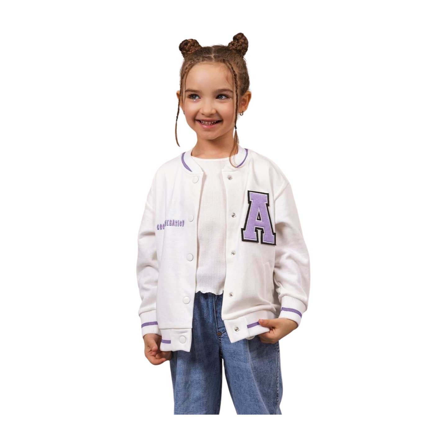Dmb Kız Çocuk Baskılı Kolej Ceket 4-9 Yaş LİLA
