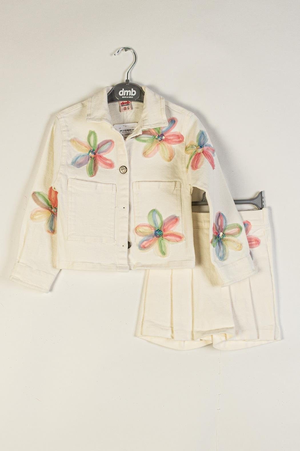 Dmb Kız Çocuk Çicek İşlemeli Ceketli Takım 1-6 Yaş Ekru