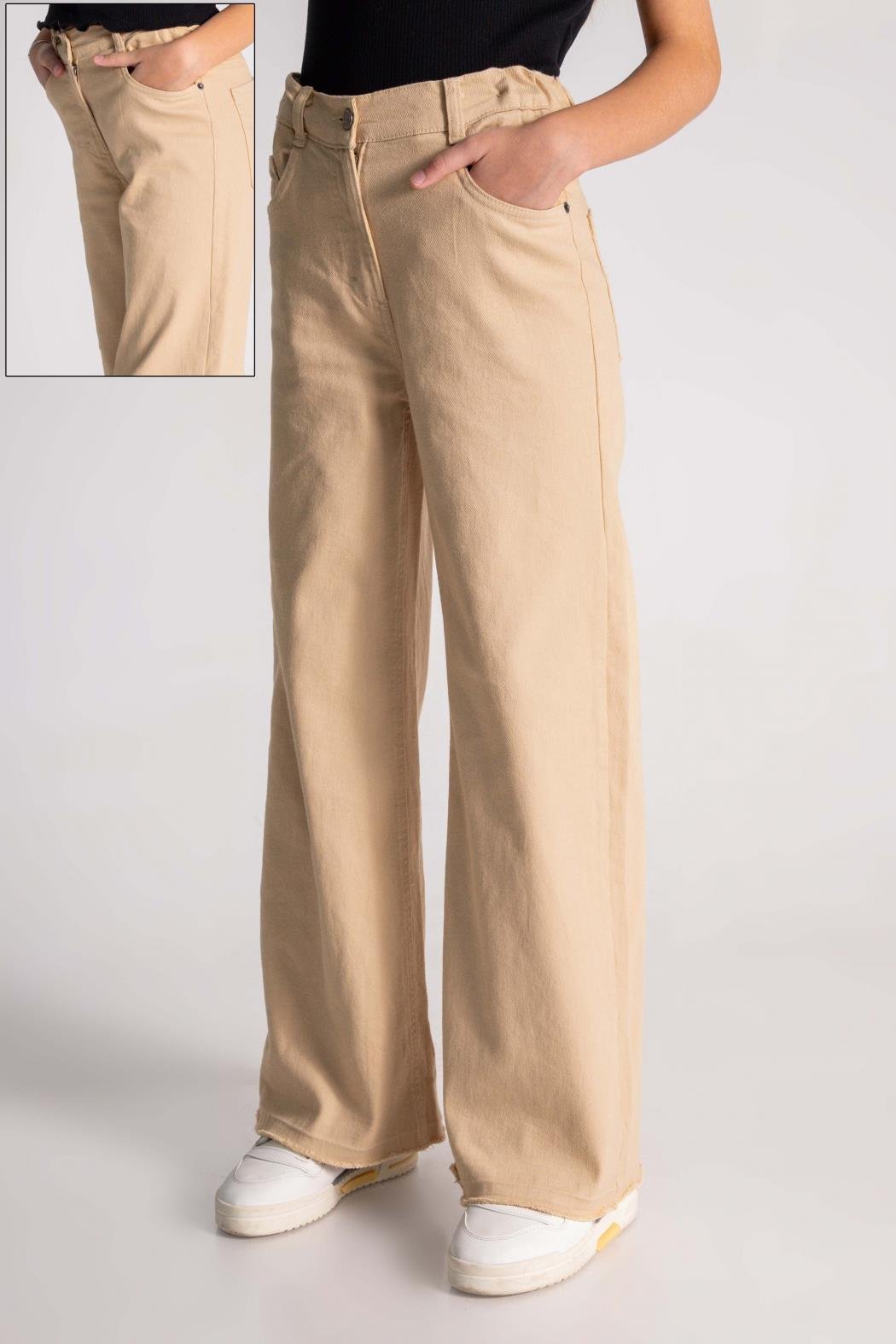 Dmb Kız Çocuk Dokuma Pantolon 9-14 Yaş Bej