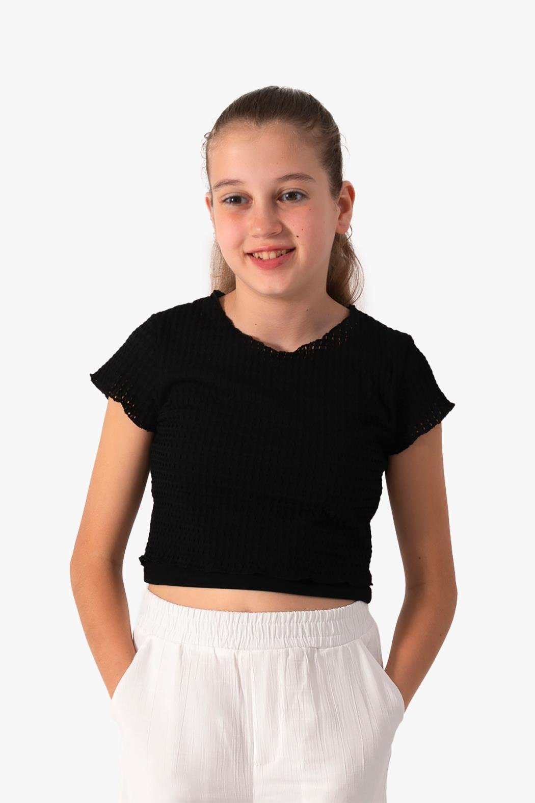 Dmb Kız Çocuk İkili Crop 9-14 Yaş Siyah