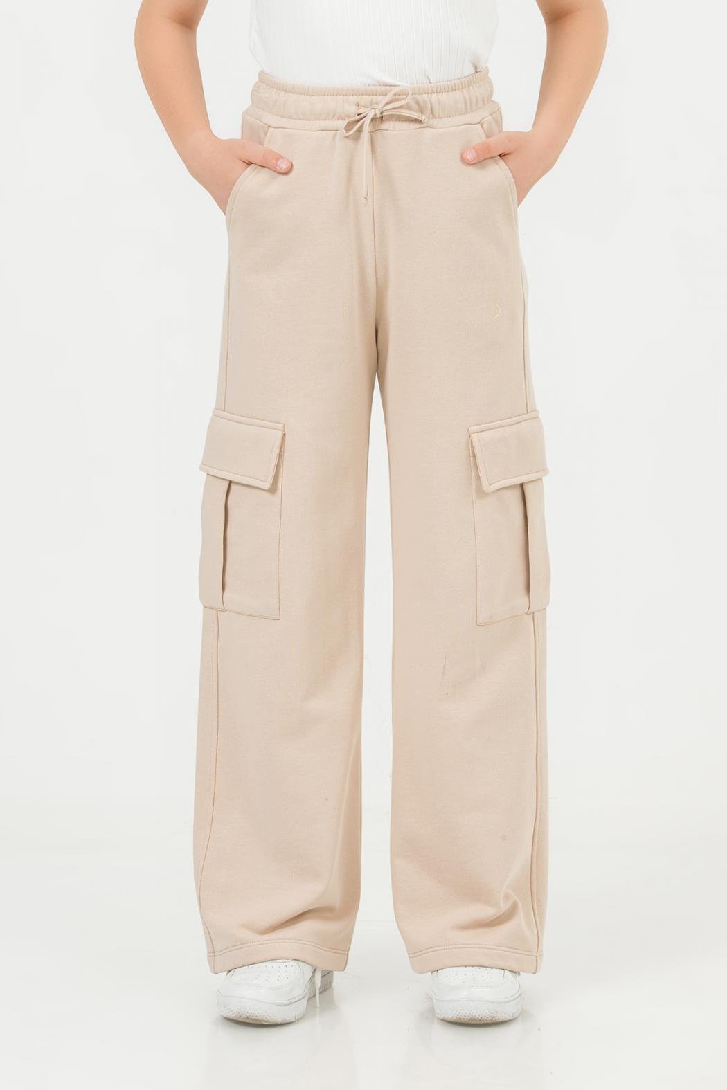 Dmb Kız Çocuk Kargo Cepli Tek Alt 9-14 Yaş BEJ