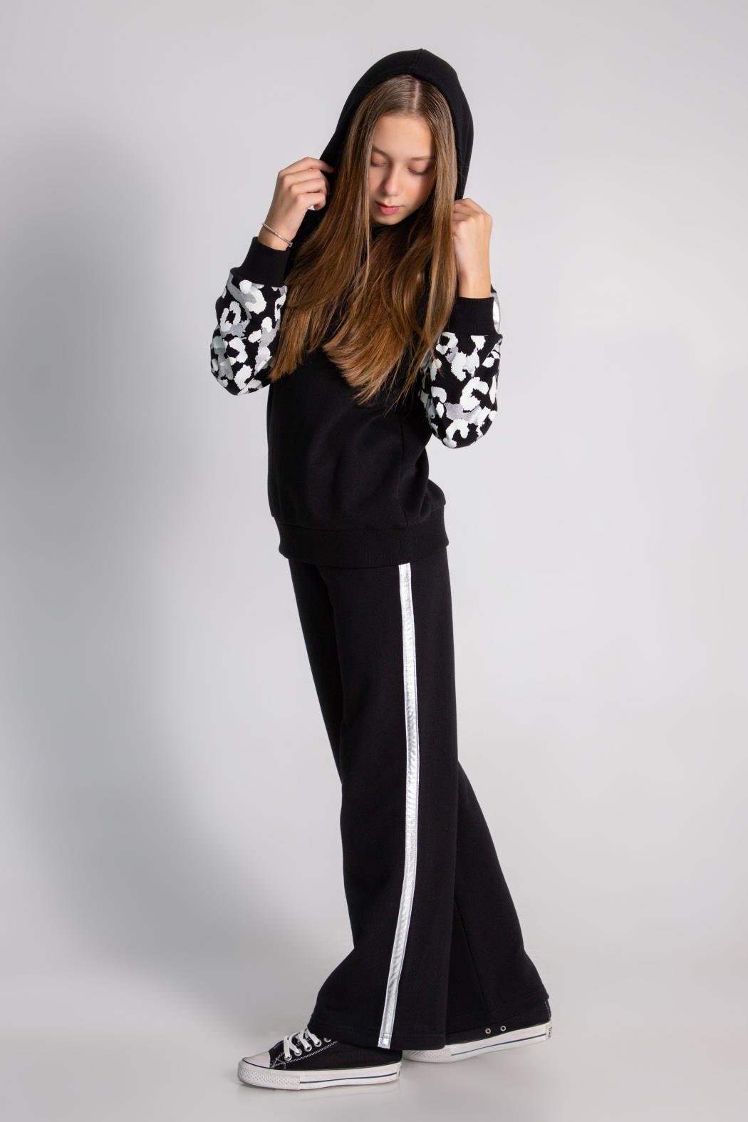 Dmb Kız Çocuk Kol Detaylı Eşofman Takım 9-14 Yaş SİYAH