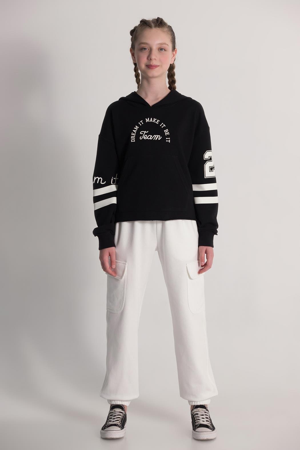 Dmb Kız Çocuk Kolej Sweatshirt 9-14 Yaş SİYAH