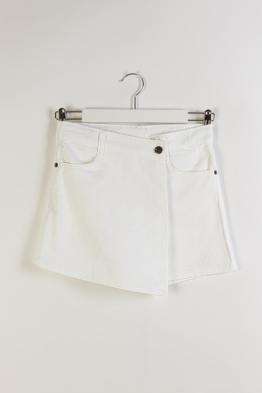 Dmb Kız Çocuk Kot Şort Etek 4-9 Yaş BEYAZ