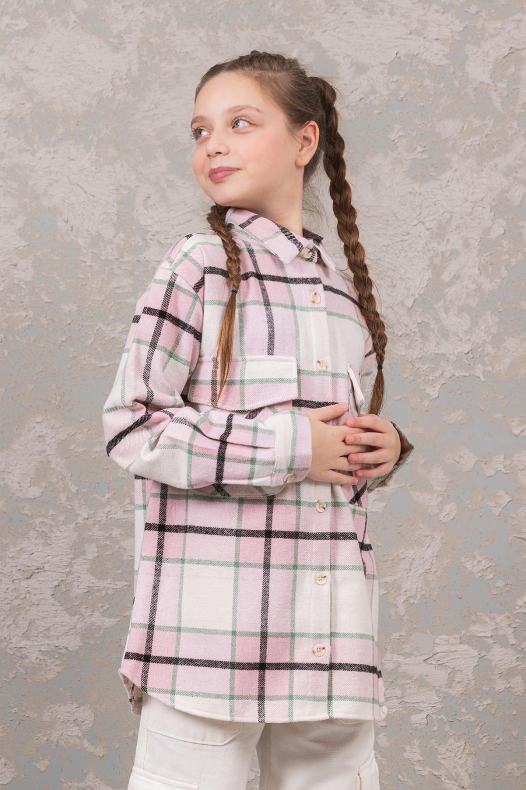 Dmb Kız Çocuk Oduncu Gömlek 9-14 Yaş PEMBE