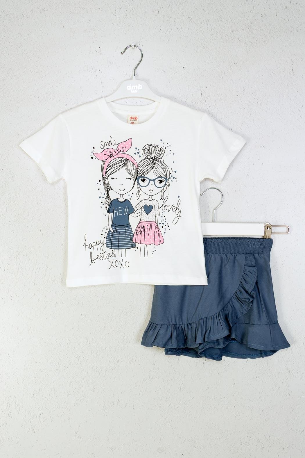 Dmb Kız Çocuk Şort Etekli Takım 4-9 Yaş İndigo