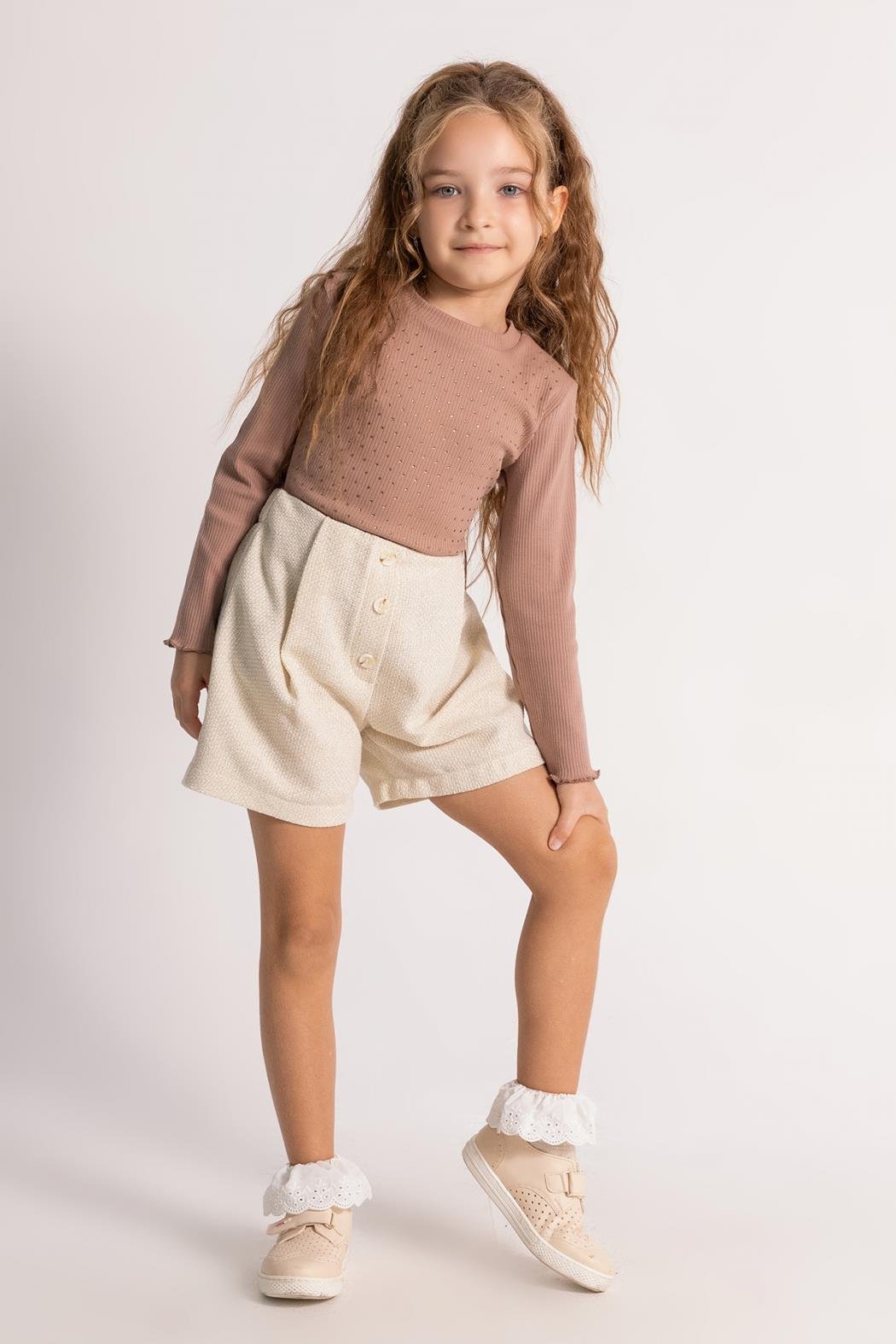 Dmb Kız Çocuk Şortlu Takım 4-9 Yaş KAHVE