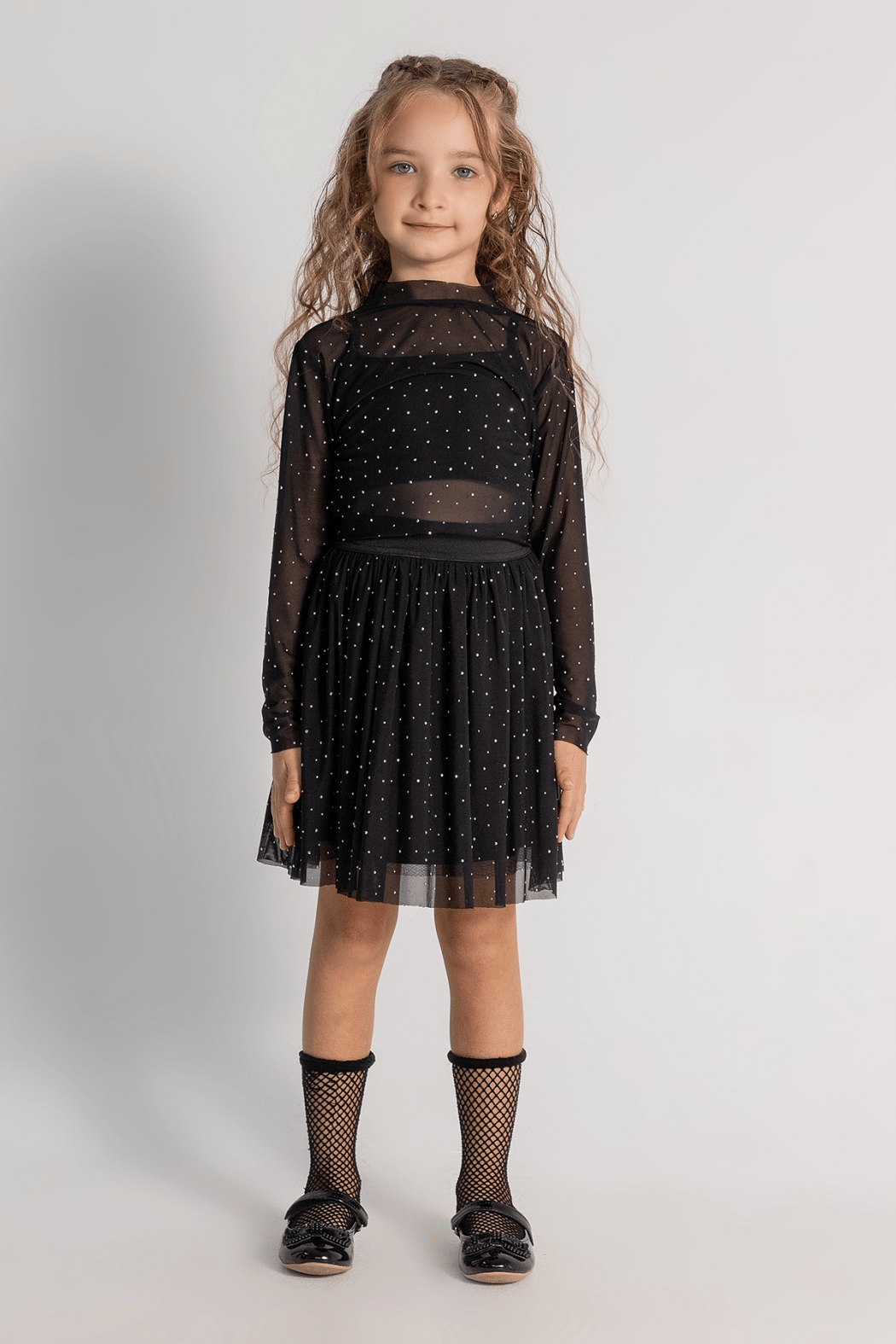 Dmb Kız Çocuk Taşlı Tül Etekli Takım 4-9 Yaş SİYAH