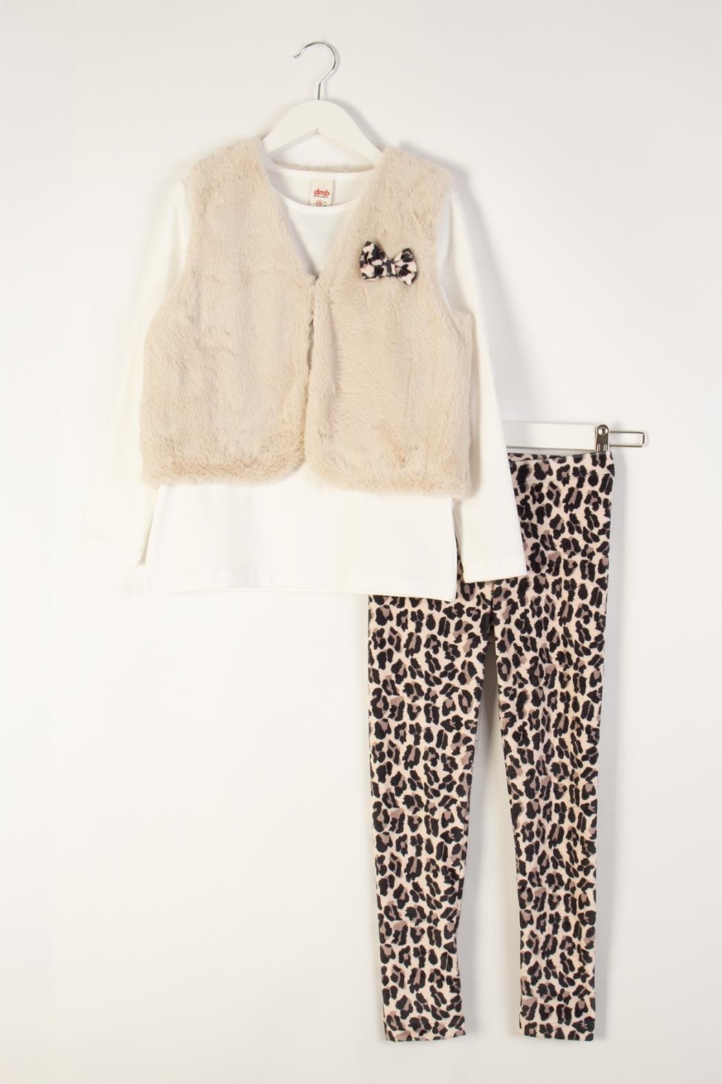 Dmb Kız Çocuk Yelekli Taytlı Takım 3-8 Yaş EKRU