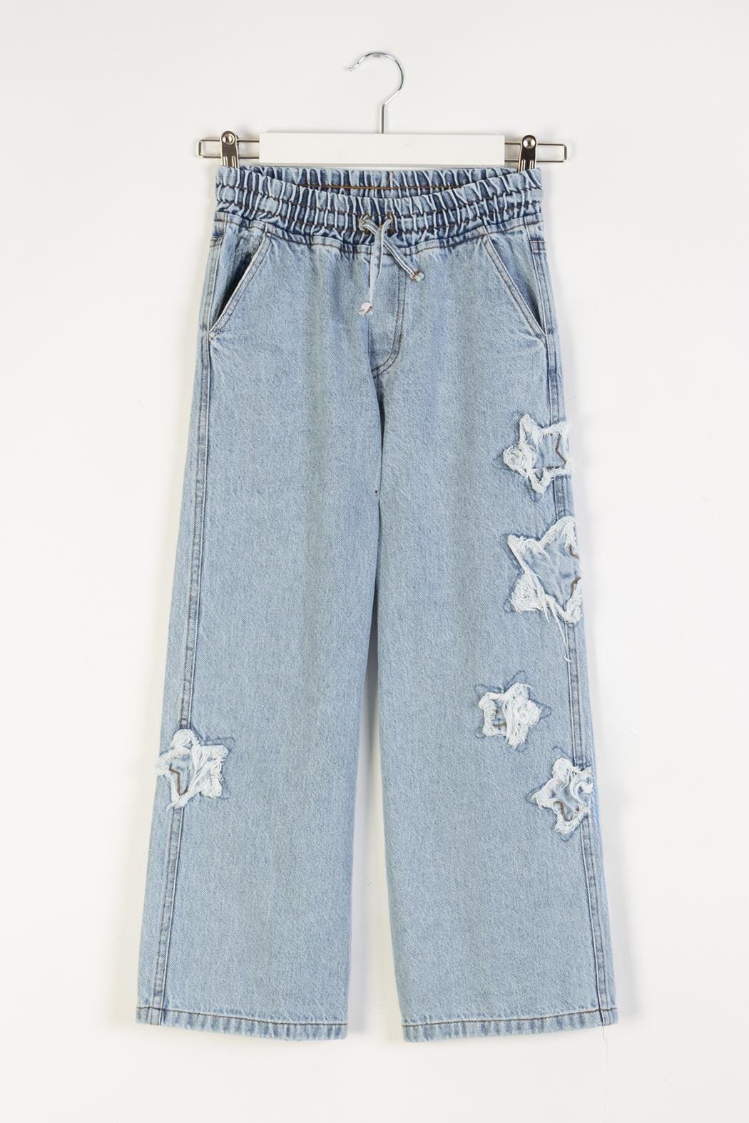 Dmb Kız Çocuk Yıldız Baskılı Kot Pantolon 4-9 Yaş Mavi
