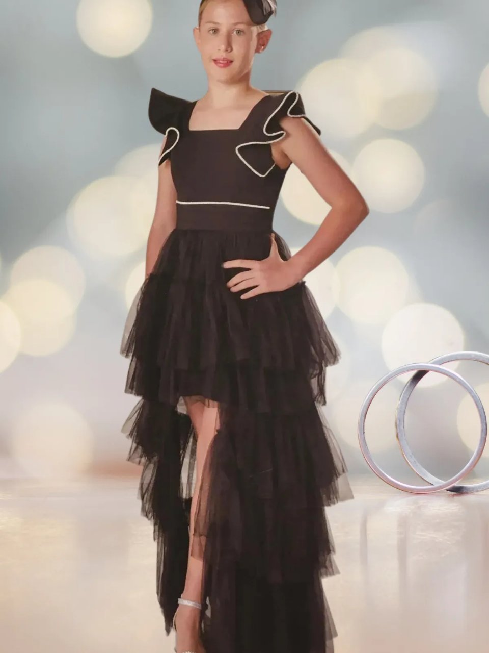 Erkut Kız Çocuk Abiye Elbise 10-15 Yaş Siyah