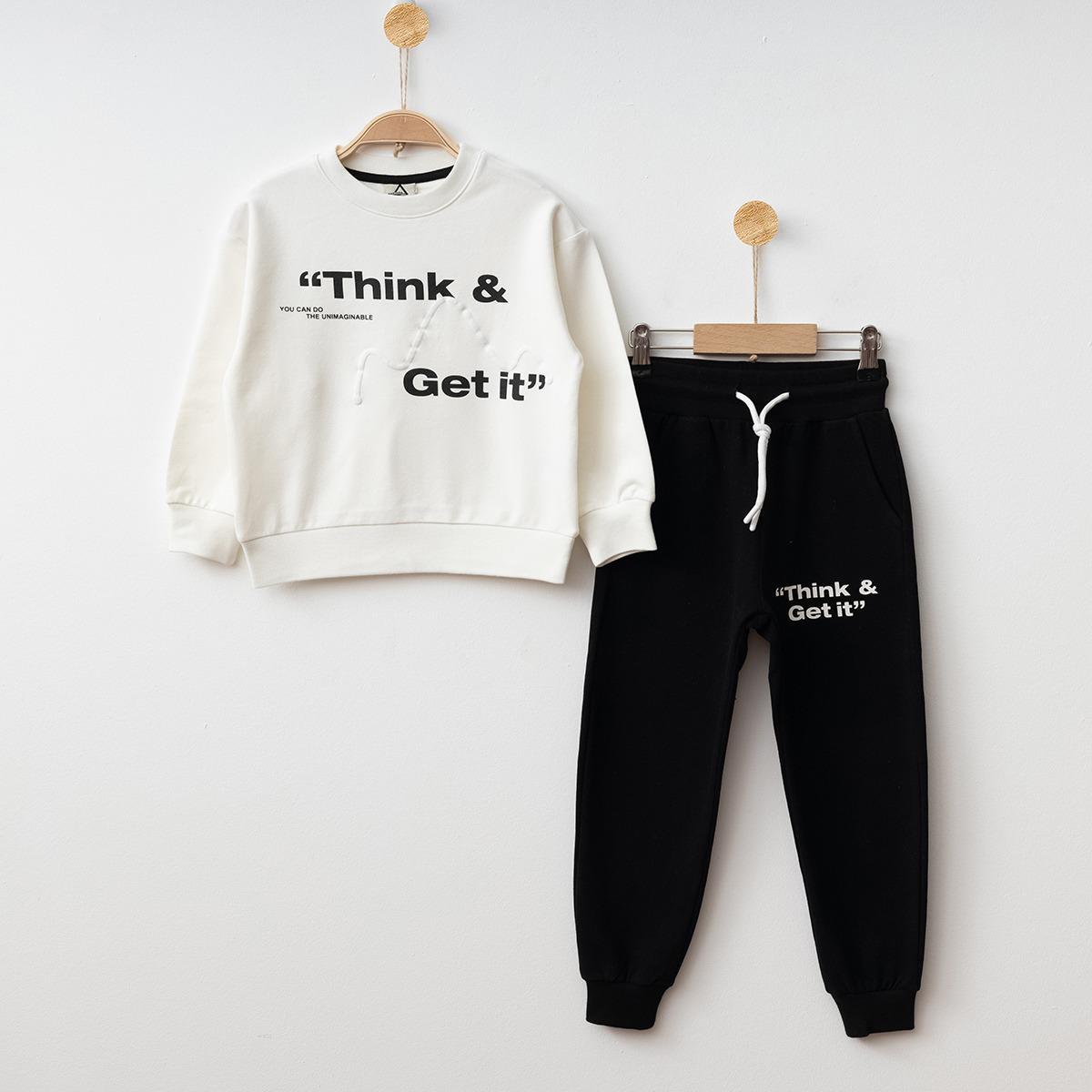 Gugo Erkek Çocuk Baskılı Eşofman 4-12 Yaş BEYAZ