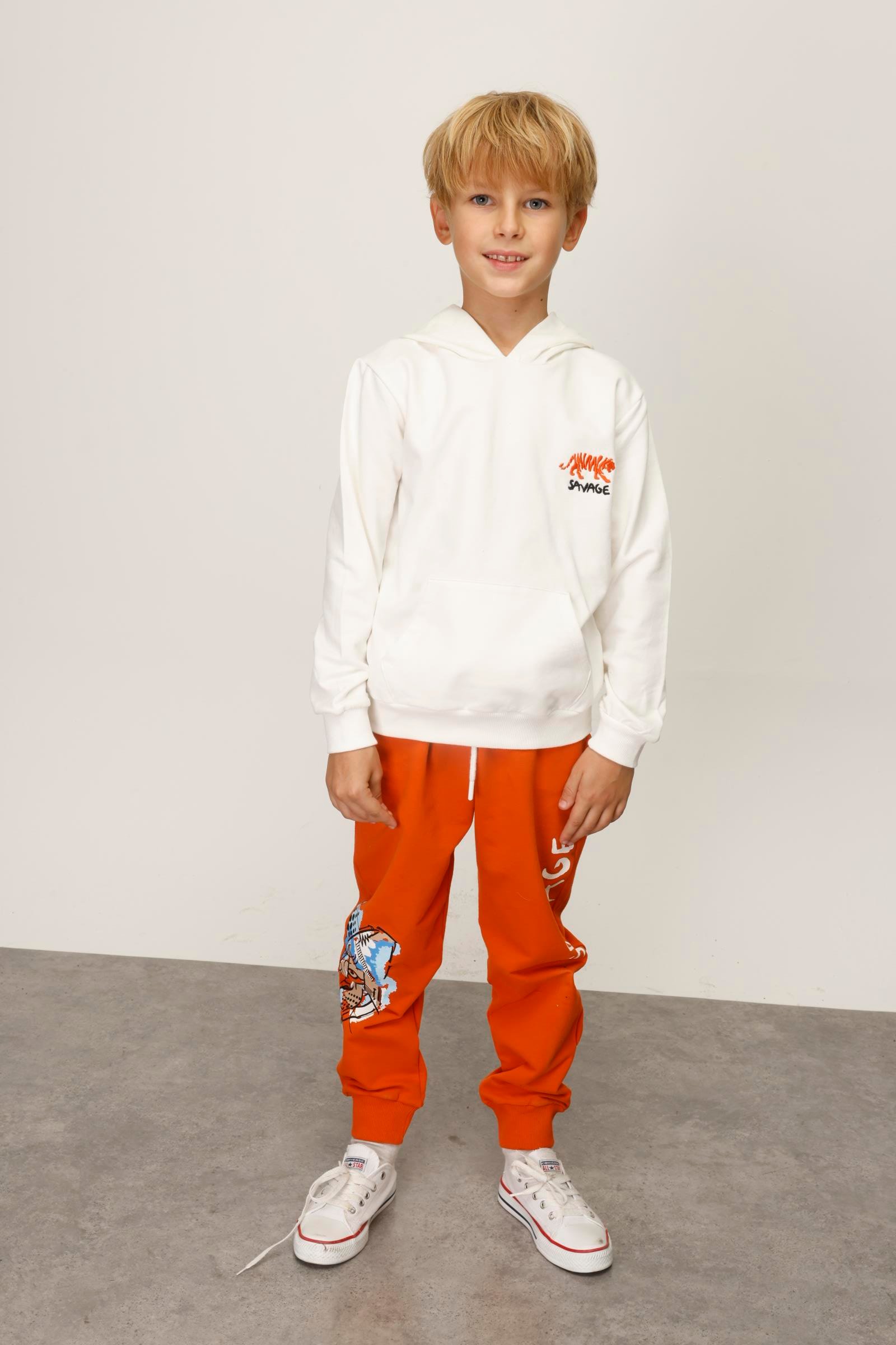 Jena Erkek Çocuk Baskılı Eşofman Takım 4-12 Yaş ORANJ