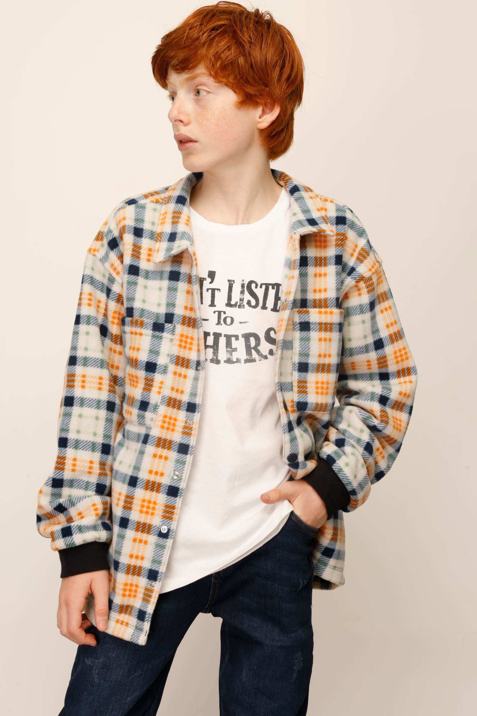 Jena Erkek Çocuk Ekose Polar Gömlek 4-8 Yaş KARMA