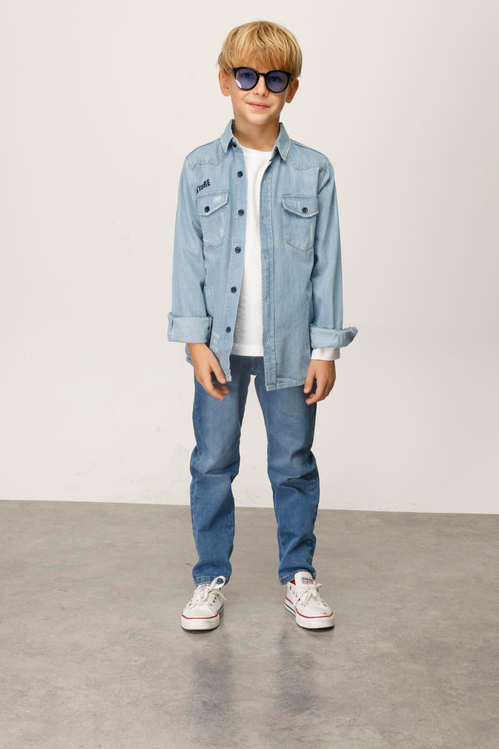 Jena Erkek Çocuk Kot Gömlek 6-14 Yaş MAVİ