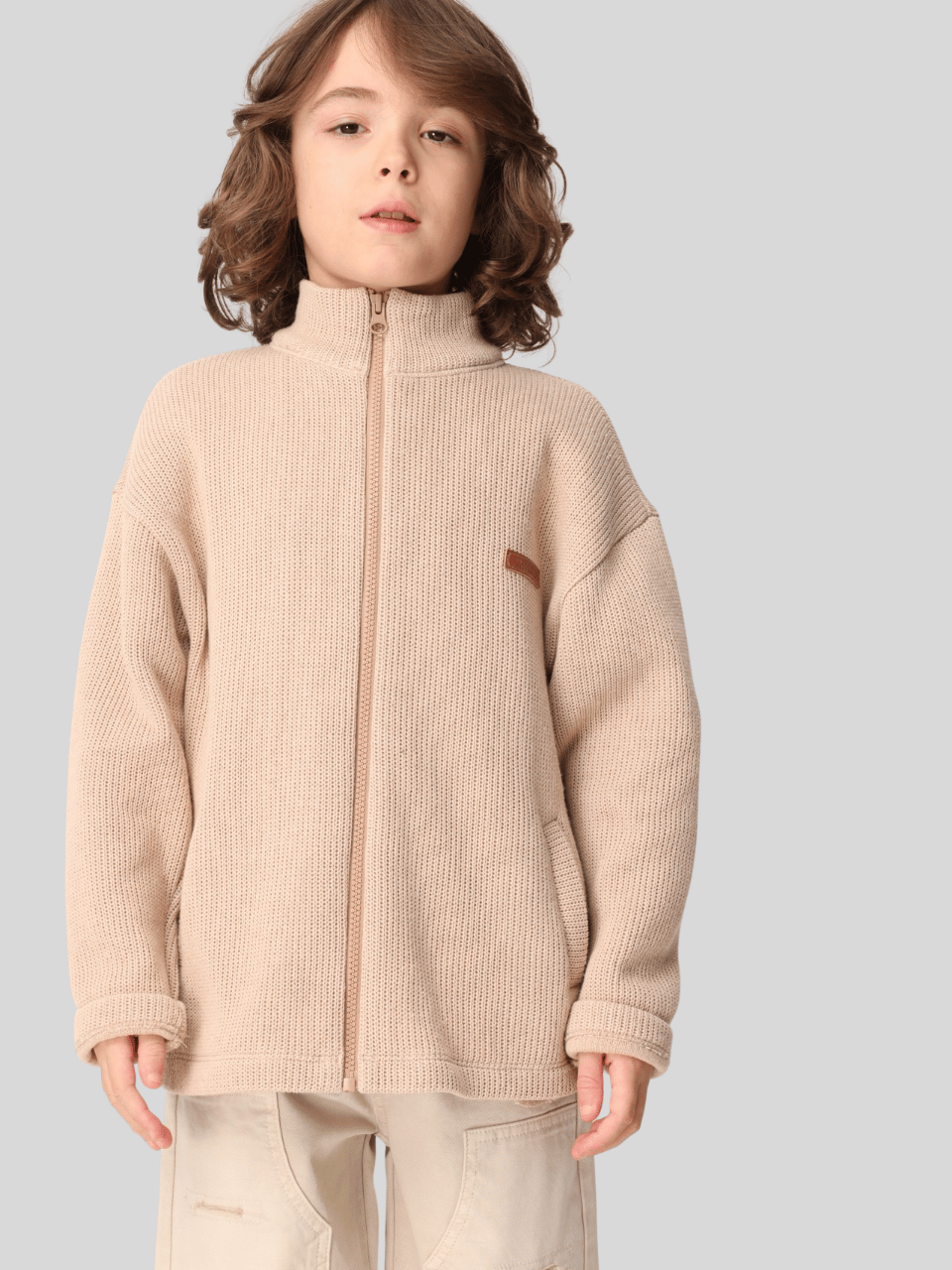 Jena Erkek Çocuk Triko Hırka 3-14 Yaş Bej