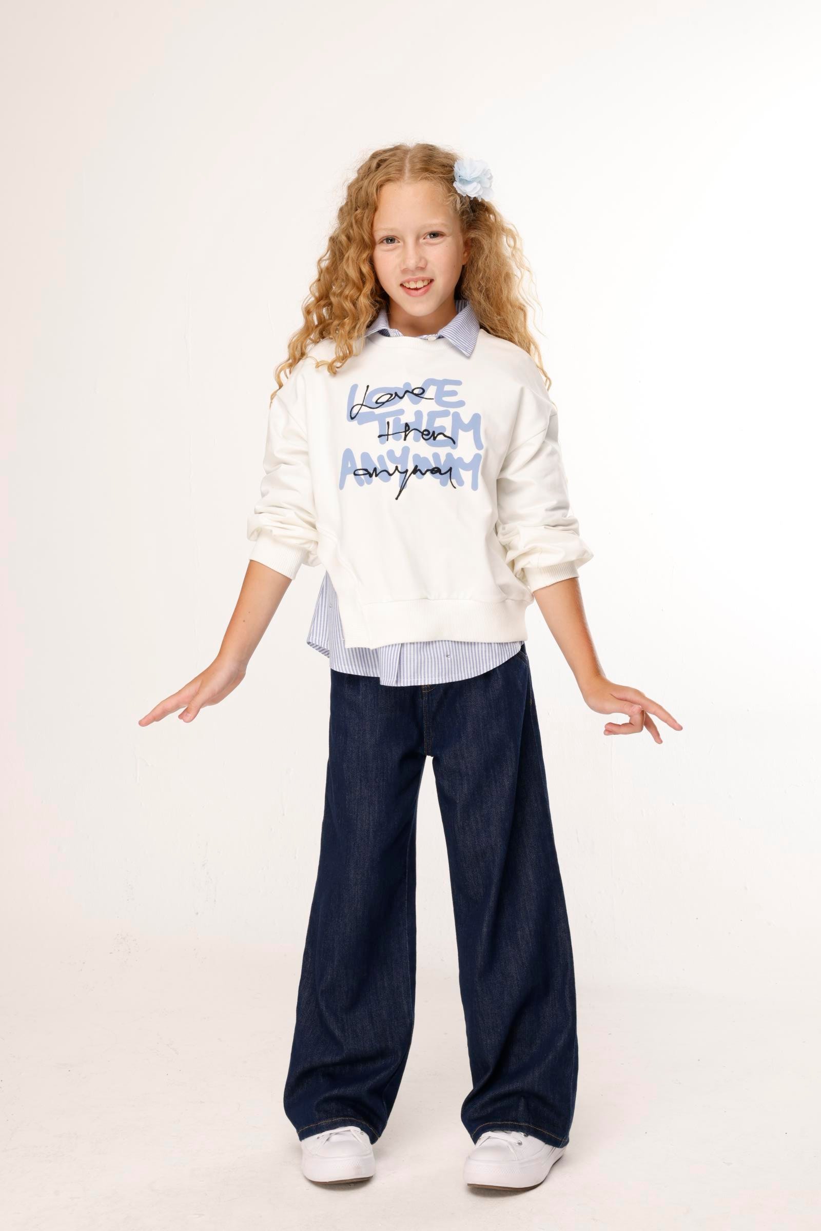 Jena Kız Çocuk Asimetrik Sweatshirt 9-14 Yaş EKRU