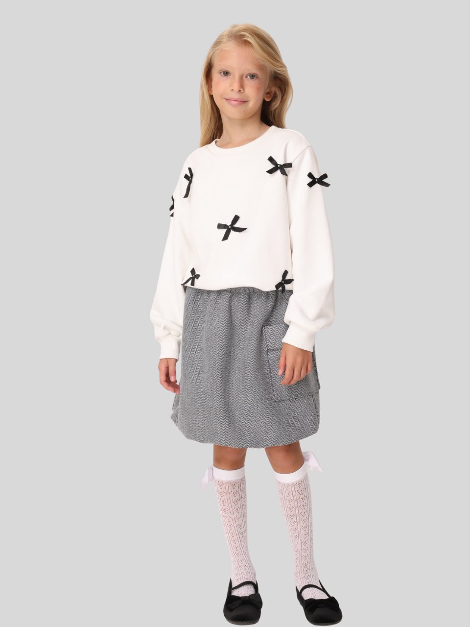 Jena Kız Çocuk Balık Sırtı Etek 7-14 Yaş Gri