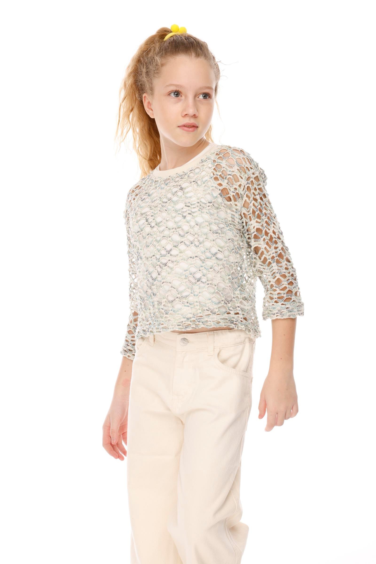 Jena Kız Çocuk Dekrade File Swearshirt 8-14Yaş Yeşil