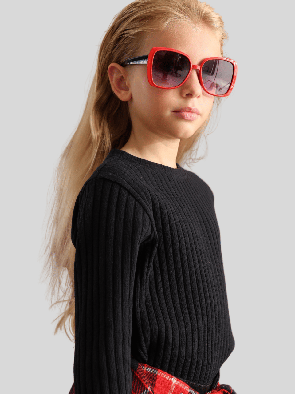 Jena Kız Çocuk Fitilli Triko Sweatshirt 7-14 Yaş Siyah