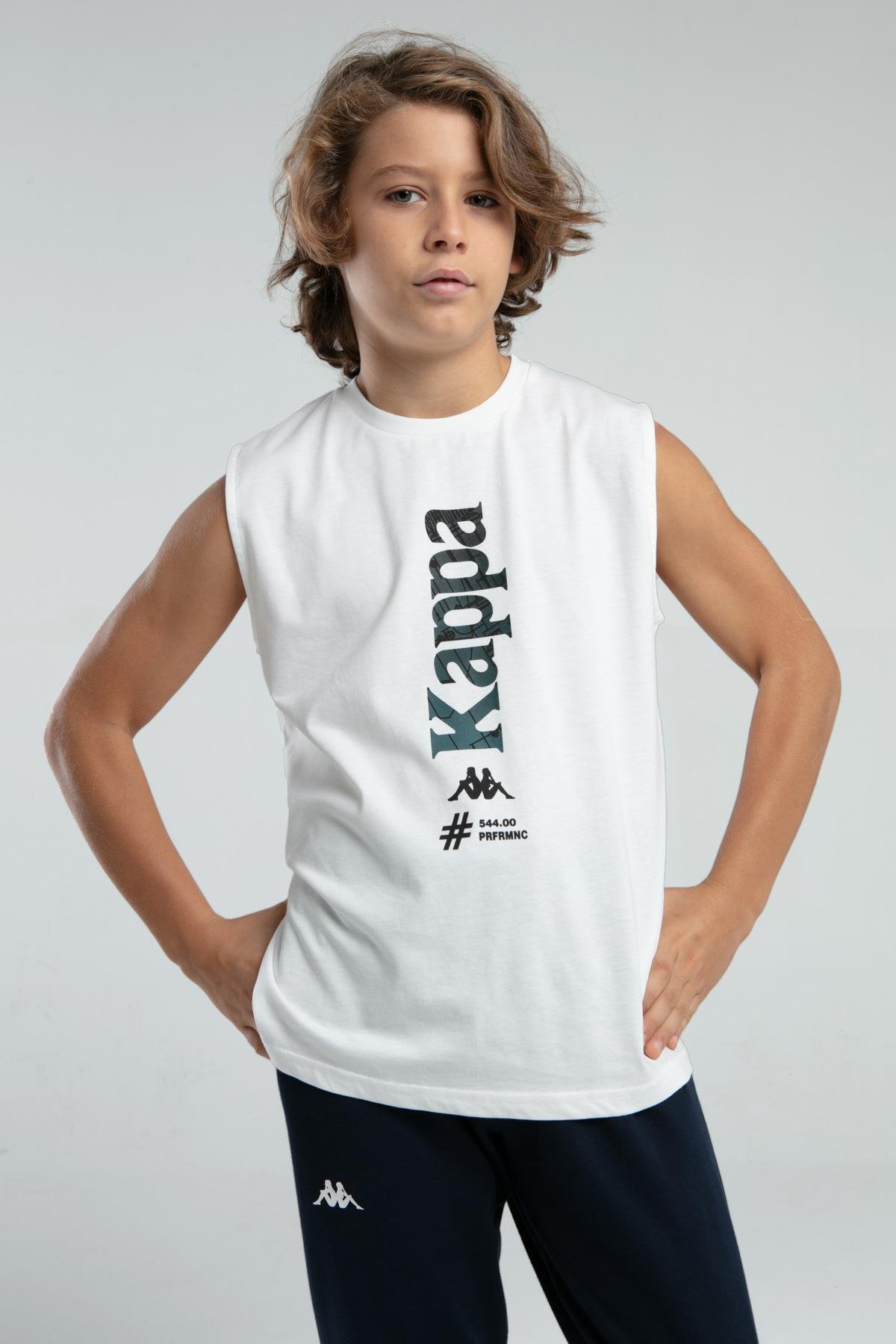 Kappa Erkek Çocuk Baskılı Atlet 5-16 Yaş Beyaz