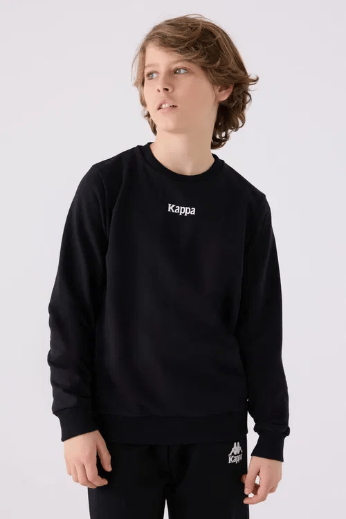 Kappa Erkek Çocuk Baskılı Sweatshirt 6-16 Yaş SİYAH