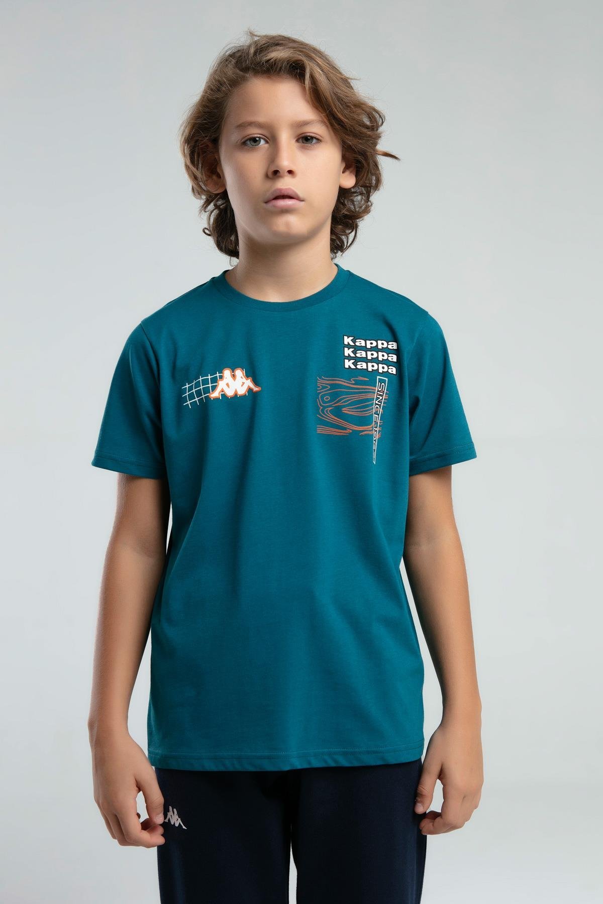 Kappa Erkek Çocuk Baskılı Tshirt 5-16 Yaş Petrol