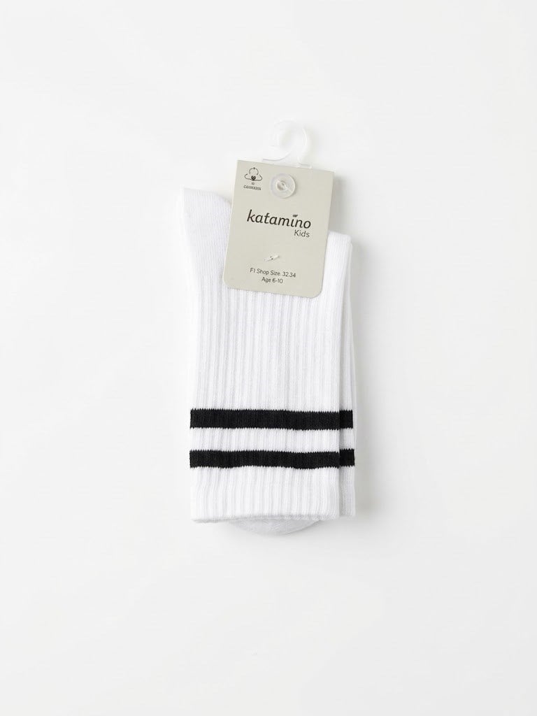 Katamino Unisex Perat  Soket Çorap 7-12 Yaş Beyaz