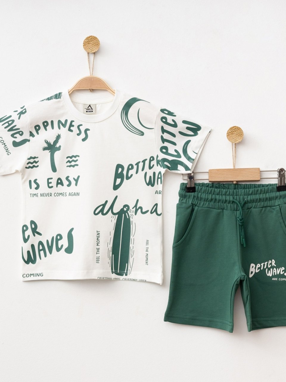 Marcoera Erkek Çocuk Baskılı Şortlu Takım 4-12 Yaş Krem