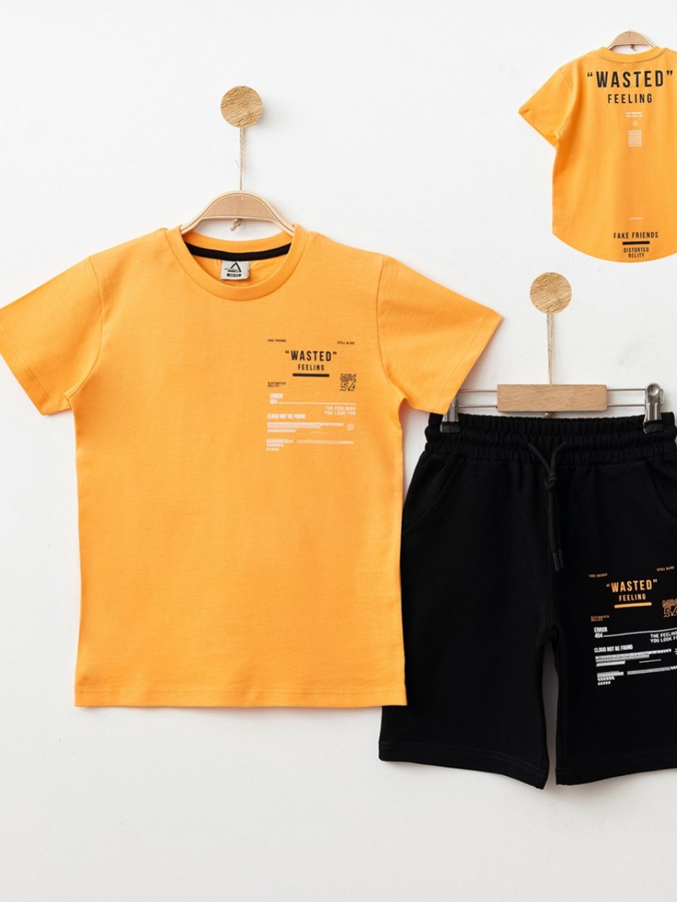 Marcoera Erkek Çocuk Baskılı Şortlu Takım 8-16 Yaş Turuncu