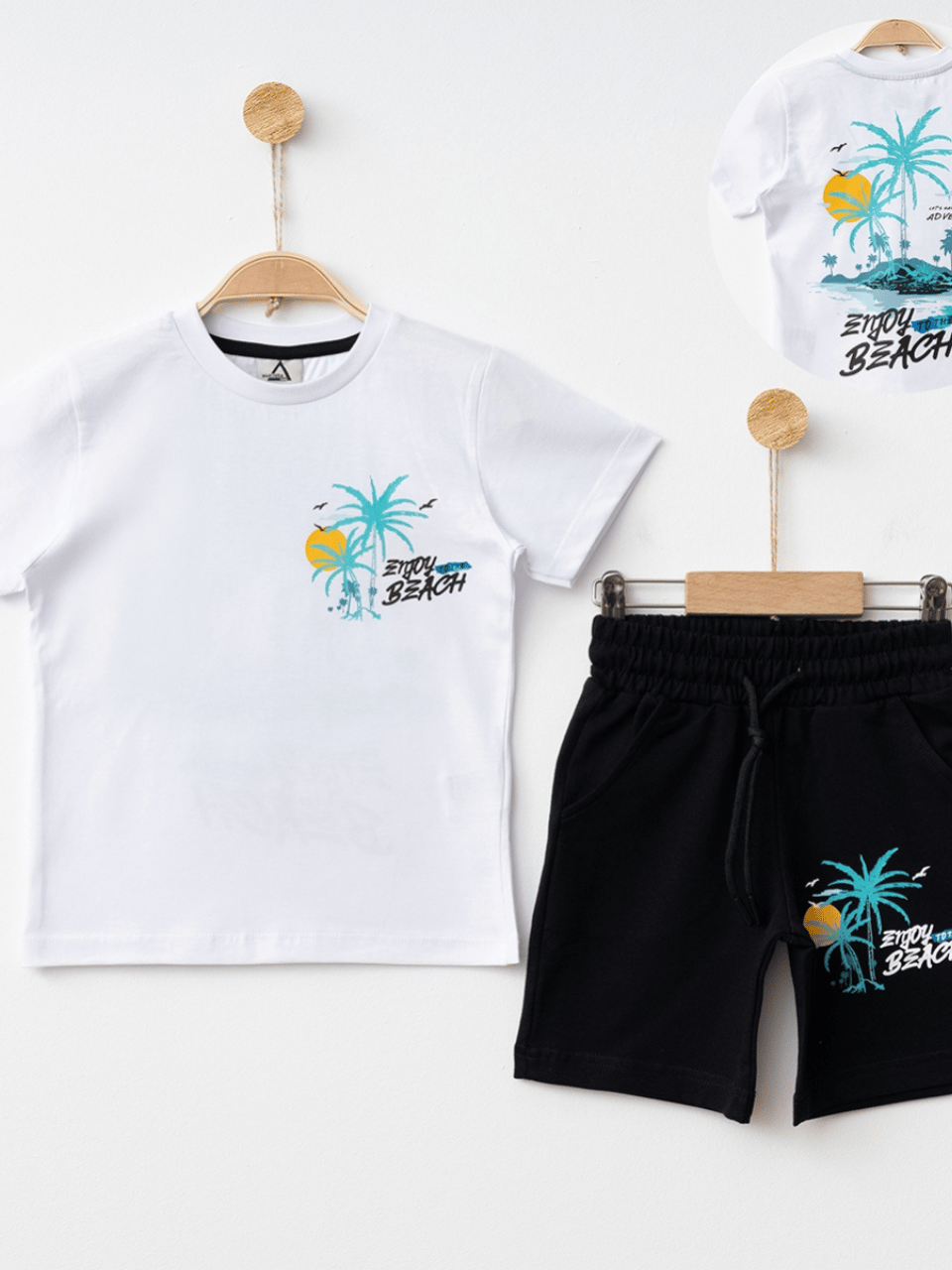 Marcoera Erkek Çocuk Baskılı Şortlu Takım 4-12 Yaş Beyaz
