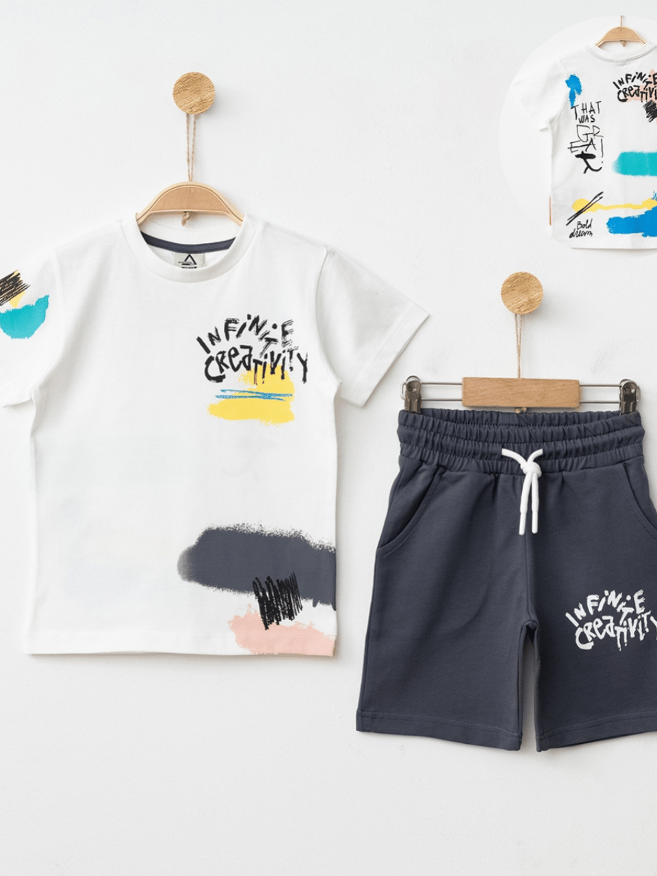 Marcoera Erkek Çocuk Baskılı Şortlu Takım 4-12 Yaş Füme
