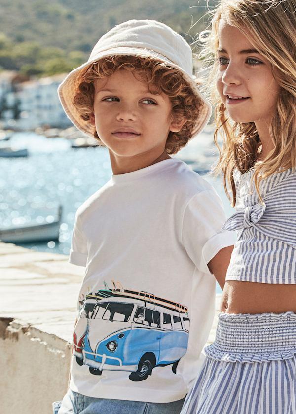 Mayoral Erkek Çocuk Baskılı Tshirt 4-8 Yaş Beyaz