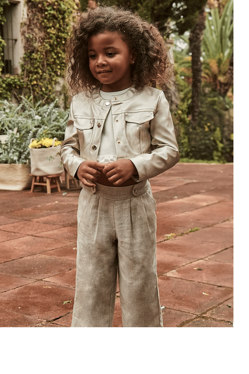 Mayoral Kız Çocuk Dökümlü Pantolon 4-8 Yaş Krem