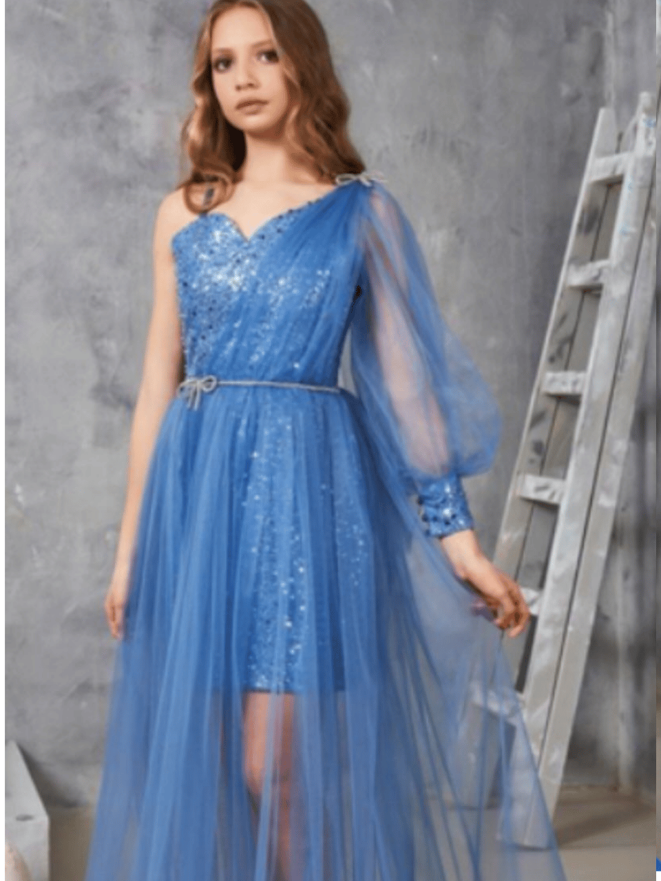 MiniLove Kız Çocuk Abiye Elbise 11/15 Yşa İndigo