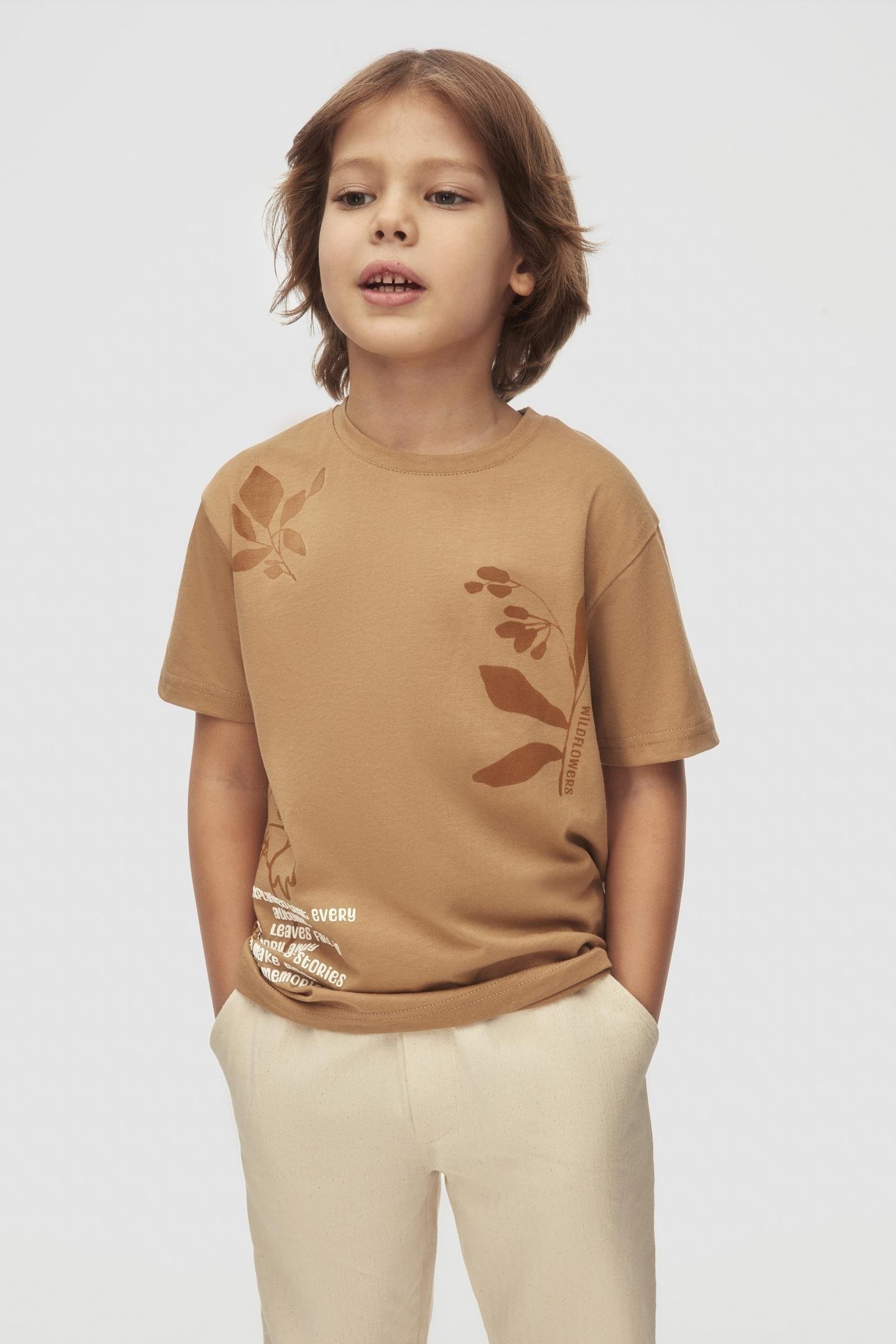 Nk Erkek Çocuk Autumn Tshirt 4-8 Yaş Camel