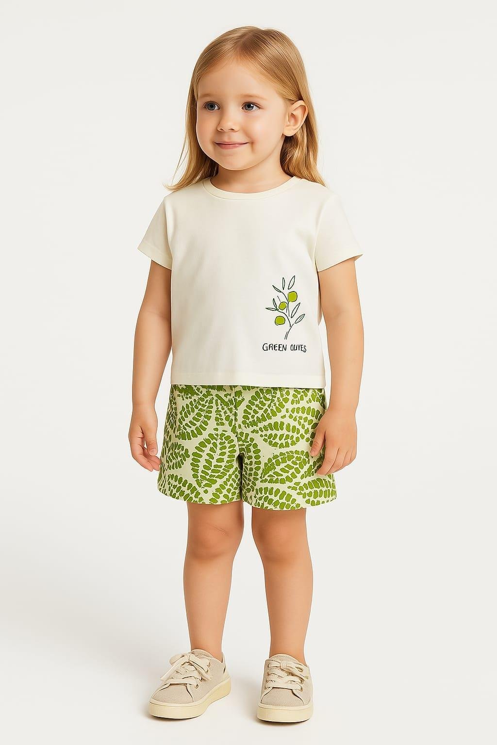 Nk Kız Bebek Green Tshirt 1-4 Yaş Krem