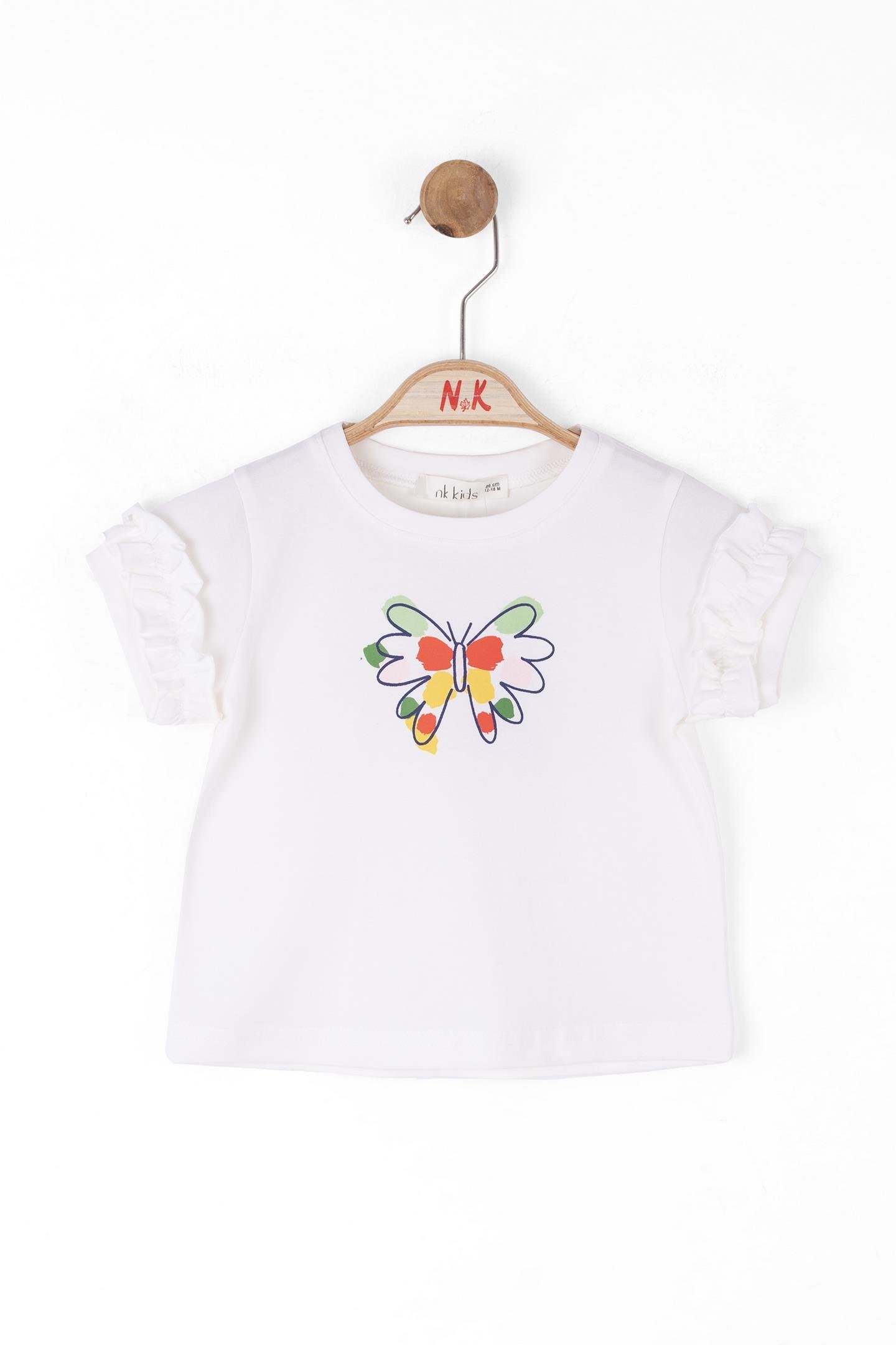 Nk Kız Bebek Kelebek Tshirt 1-4 Yaş Ekru