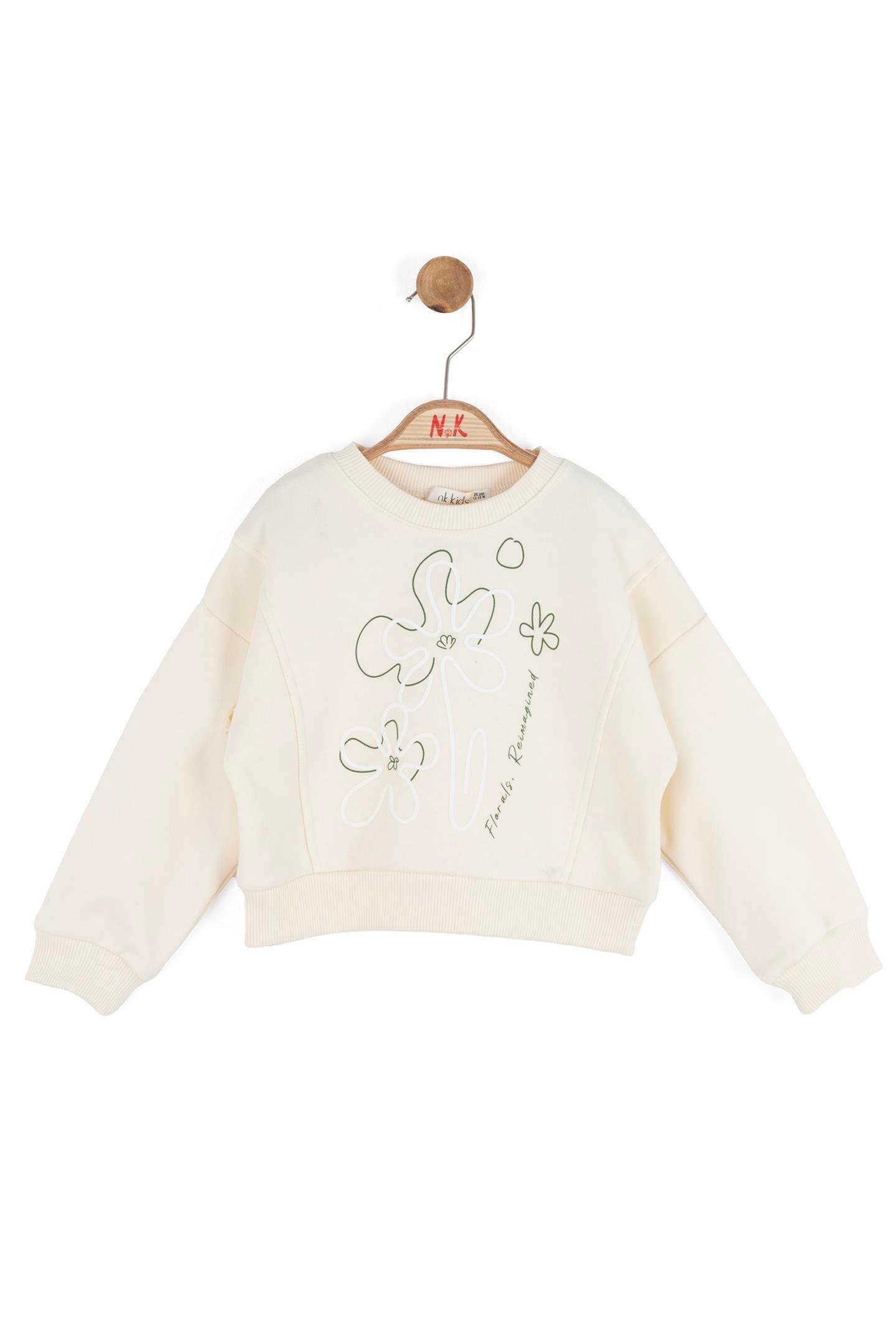 Nk Kız Bebek Magnet Sweatshirt 1-4 Yaş Krem