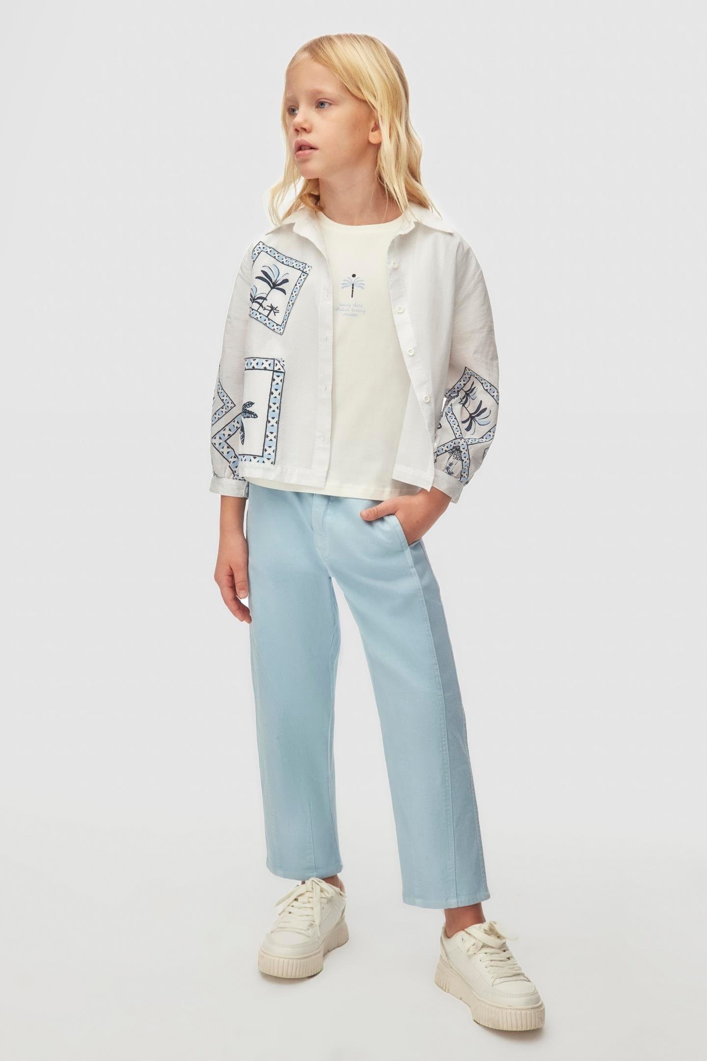 Nk Kız Çocuk Camella Gömlek 8-14 Yaş Ekru