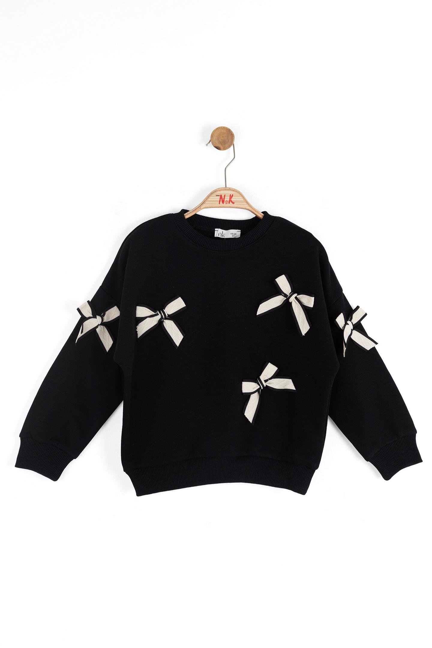 Nk Kız Çocuk Fiyonklu Sweatshirt 4-8 Yaş Siyah