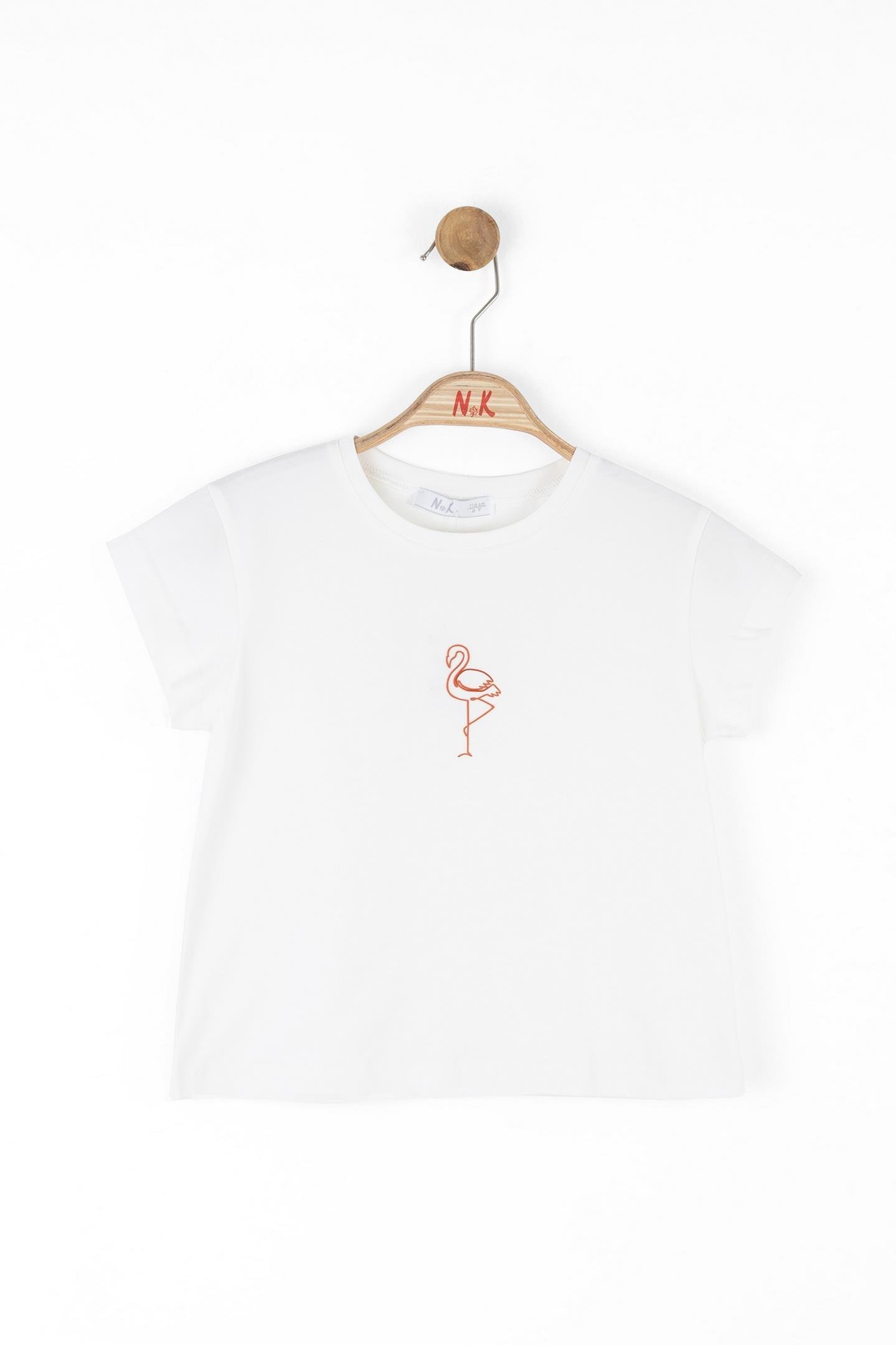 Nk Kız Çocuk Flamingo Tshirt 4-8 Yaş Ekru