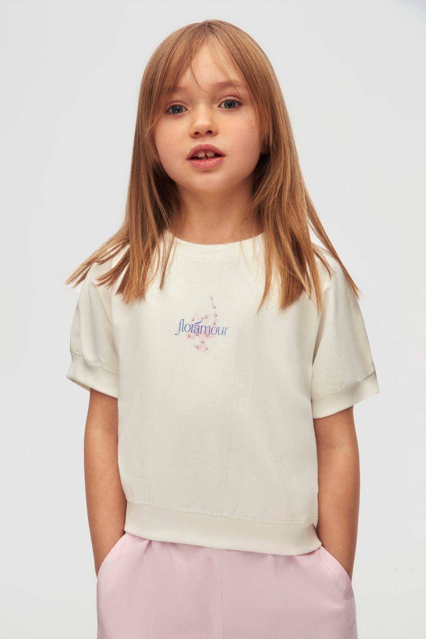 Nk Kız Çocuk Floramour Tshirt 4-8 Yaş Ekru